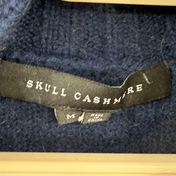 Skull Cashmere 100% Cashmere Sweater Navy Mock Neck Boxy Raglan M Oversized - Picture 6 of 6